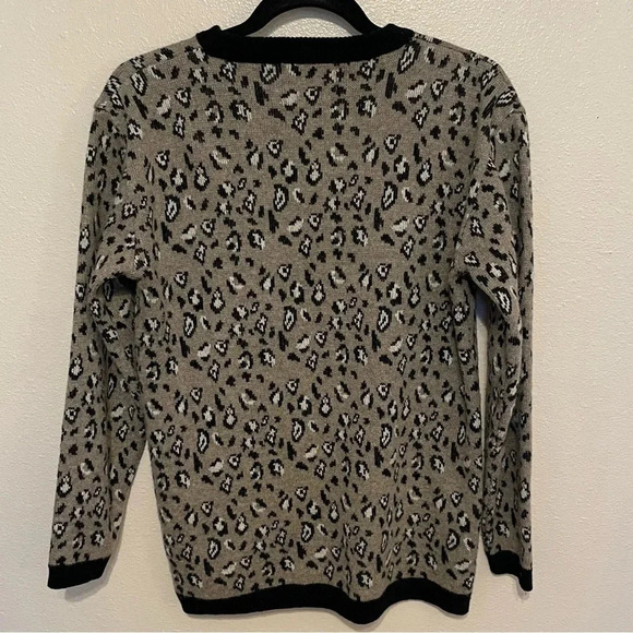 Vintage 1980’s Anne Klein Sweater Lamb’s Wool Size Small Leopard Print Knit - Picture 4 of 5